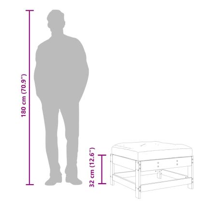 Градинска табуретка с възглавница, бяла, борова дървесина масив