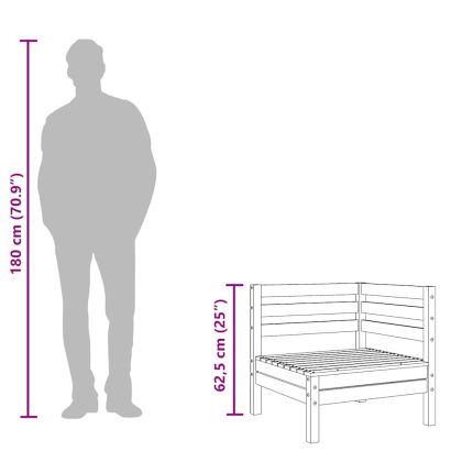 Градински диван с табуретка, 2-местен, импрегниран бор