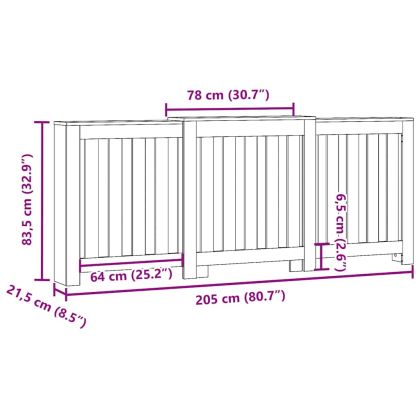 Капак за радиатор, старо дърво, 205x21,5x83,5см инженерно дърво