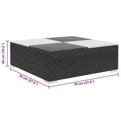 Градински комплект с възглавници, 8 части, черен полиратан