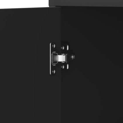 Шкаф за баня, черен, 30x30x183,5 см, инженерно дърво