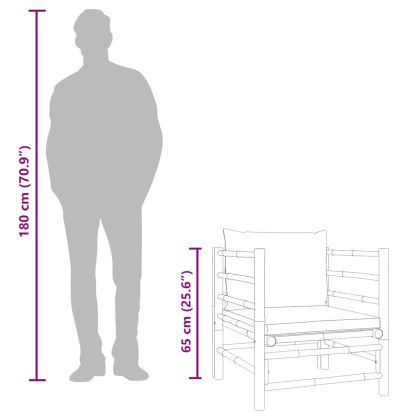 Градински диван с таупе възглавници бамбук