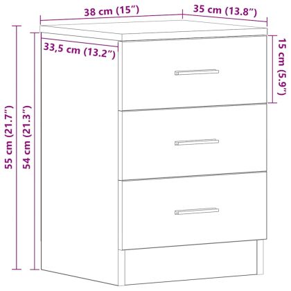 Нощно шкафче, бяло, 38x35x56 см, инженерно дърво