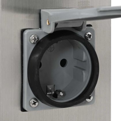 Градински стълб за ел. контакти, неръждаема стомана с часовник