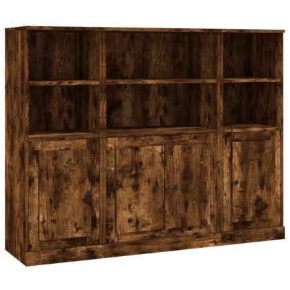 Високи шкафове, 3 бр, опушен дъб, инженерно дърво