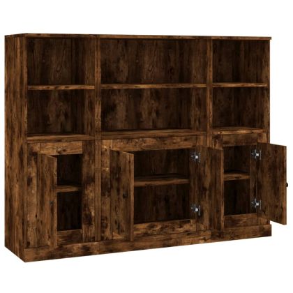 Високи шкафове, 3 бр, опушен дъб, инженерно дърво