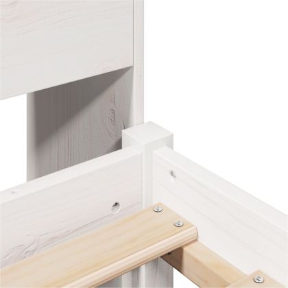 Легло с рафтове за книги, без матрак, бял, 75x190 см, бор масив