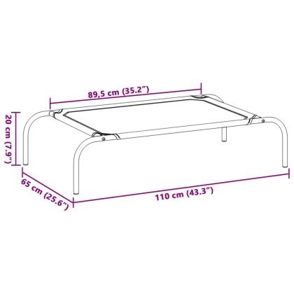 Повдигнато легло за кучета черно 110x65x20 cm Оксфорд плат