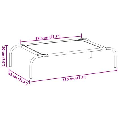 Повдигнато легло за кучета сиво 110x65x20 cm Оксфорд плат