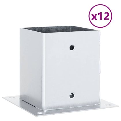 Основи за стълбове квадрат 12 бр 101x101 мм поцинкована стомана