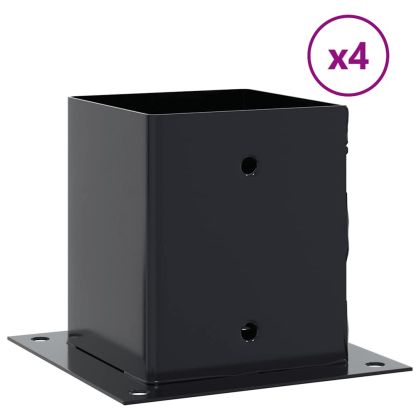 Основи за стълбове квадрат 4 бр прахово боядисана стомана