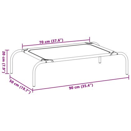 Повдигнато легло за кучета сиво 90x50x20 cm Текстилен и стомана