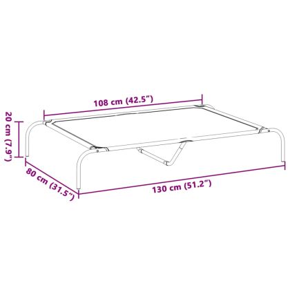Повдигнато легло за кучета черно 130x80x20 cm Оксфорд плат