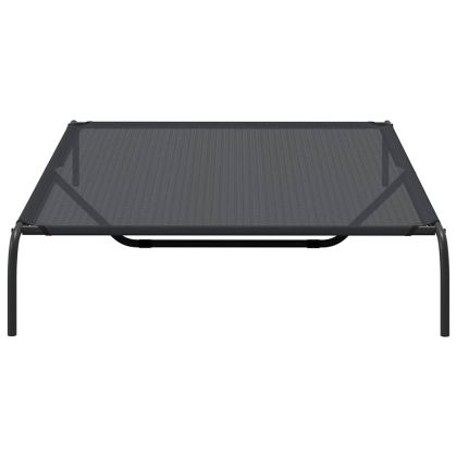 Повдигнато легло кучета черно 150x90x20 cm Текстилен и стомана