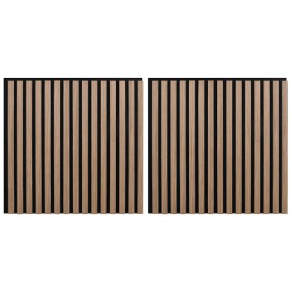 Акустични стенни панели 2 бр. с ламели 60,5x60 см Дъбов фурнир