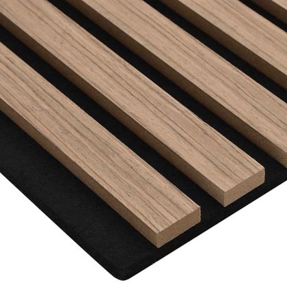 Акустични стенни панели 2 бр. с ламели 60,5x60 см Дъбов фурнир