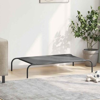 Повдигнато легло за кучета сиво 110x65x20 cm Текстилен стомана