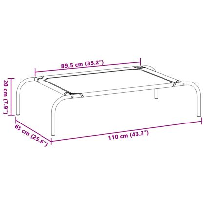 Повдигнато легло за кучета сиво 110x65x20 cm Текстилен стомана