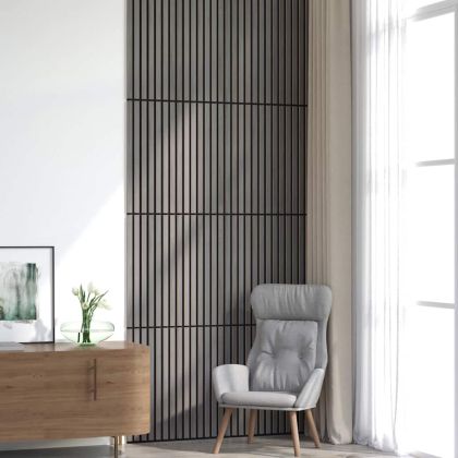 Акустични стенни панели 8 бр. с ламели 60,5x60 см Дъбов фурнир