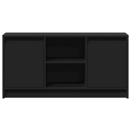 ТВ шкаф с LED, черен, 100x34x50 см, инженерно дърво