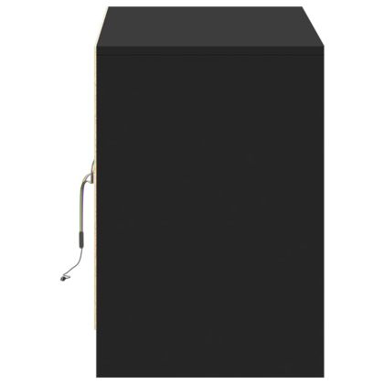 ТВ шкаф с LED, черен, 100x34x50 см, инженерно дърво