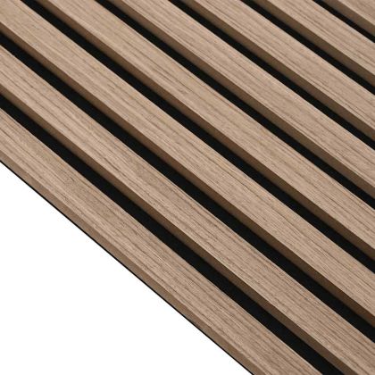 Акустични стенни панели 8 бр. с ламели 60,5x60 см Дъбов фурнир