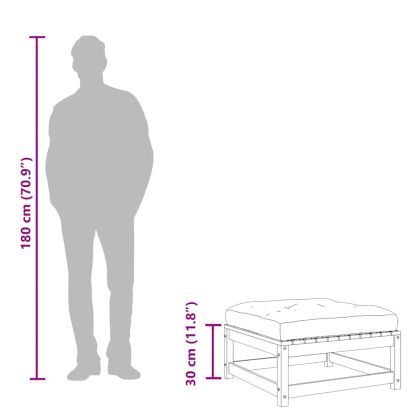 Градинска табуретка с възглавница, борова дървесина масив