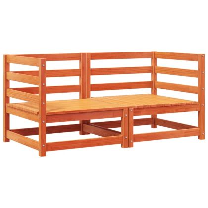 Градински диван ъгъл 2 бр с възглавници восъчнокафяв бор масив