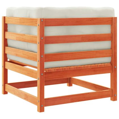 Градински диван ъгъл 2 бр с възглавници восъчнокафяв бор масив