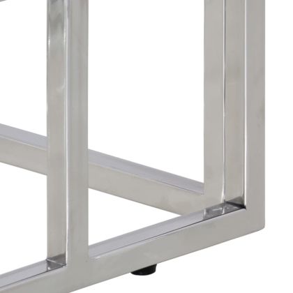 Конзолна маса, сребриста, неръждаема стомана и закалено стъкло