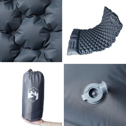 Самонадуваем дюшек за къмпинг с възглавници за 2 души сив