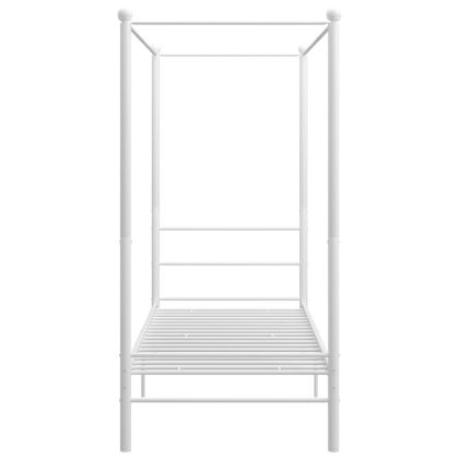 Рамка за легло с балдахин, бяла, метал, 100x200 cм