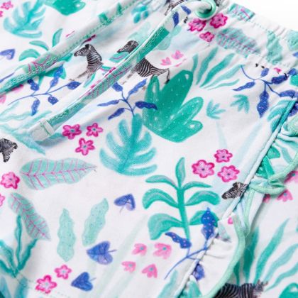 Детски къси панталони с шнур, екрю и тъмна мента, 104