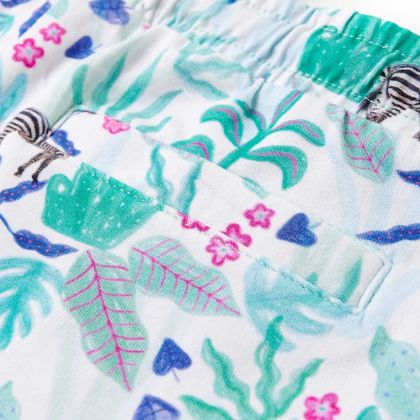 Детски къси панталони с шнур, екрю и тъмна мента, 104