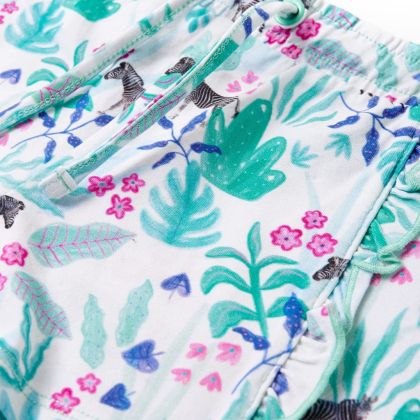 Детски къси панталони с шнур, екрю и тъмна мента, 116