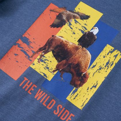 Детска тениска с дълъг ръкав, син меланж, 104