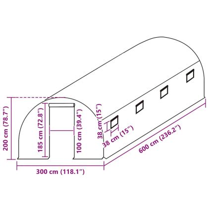 Резервно покривало за парник (18 м²), 300x600x200 см, зелено
