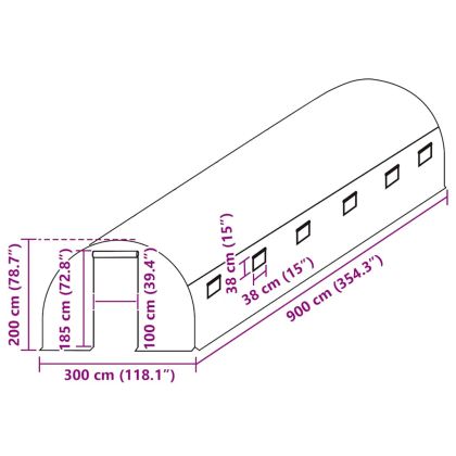 Резервно покривало за парник (27 м²), 300x900x200 см, зелено