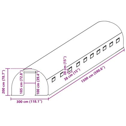 Резервно покривало за парник (45 м²), 300x1500x200 см, зелено