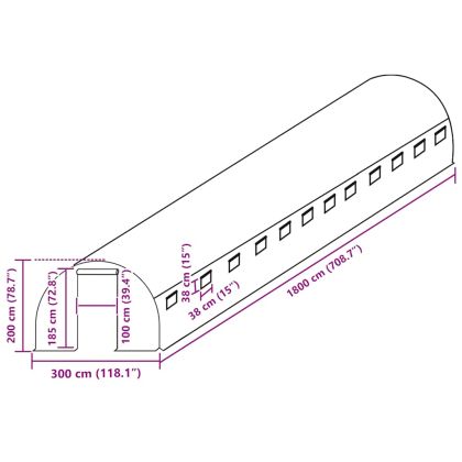 Резервно покривало за парник (54 м²), 300x1800x200 см, зелено
