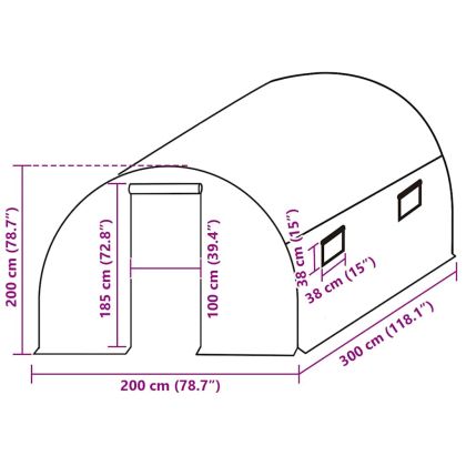 Резервно покривало за парник (6 м²), 200x300x200 см, зелено