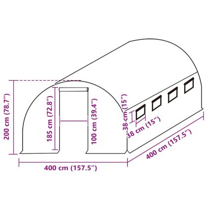 Резервно покривало за парник (16 м²), 400x400x200 см, зелено