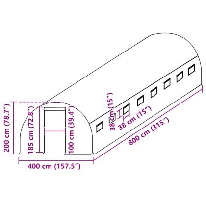 Резервно покривало за парник (32 м²), 400x800x200 см, зелено