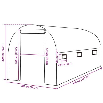 Резервно покривало за парник (9 м²), 200x450x200 см, зелено
