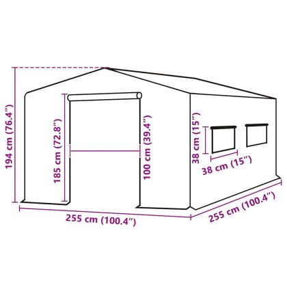 Резервно покривало за парник (6,5025 м²) 255x255x194 см зелено