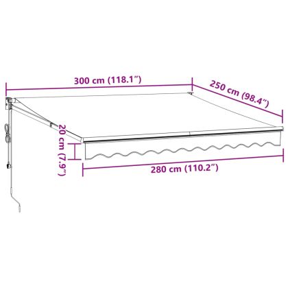 Автоматично прибираща се тента, кафяв, 300x250 см