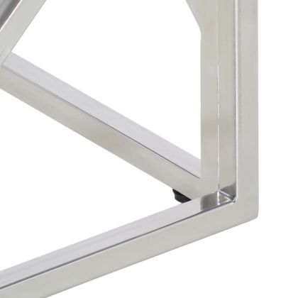 Кафе маса, сребриста, неръждаема стомана и закалено стъкло