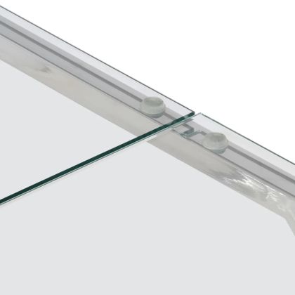 Кафе маса, сребриста, неръждаема стомана и закалено стъкло