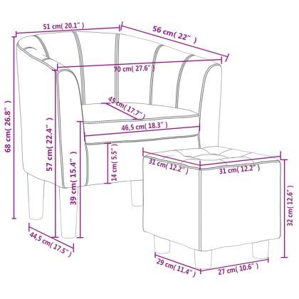 Объл фотьойл с табуретка за крака, червени, изкуствена кожа