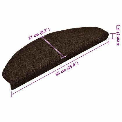 Изтривалки за стълби, самозалепващи се, 5 бр., 65x21x4 см, кафяви, полукръгли, големи